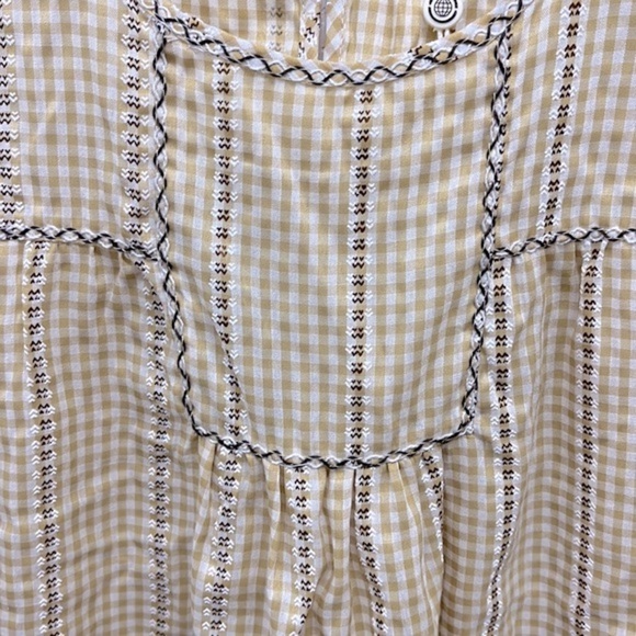 Max Studio Yellow Gingham Sleeveless Babydoll Top S - Picture 2 of 6